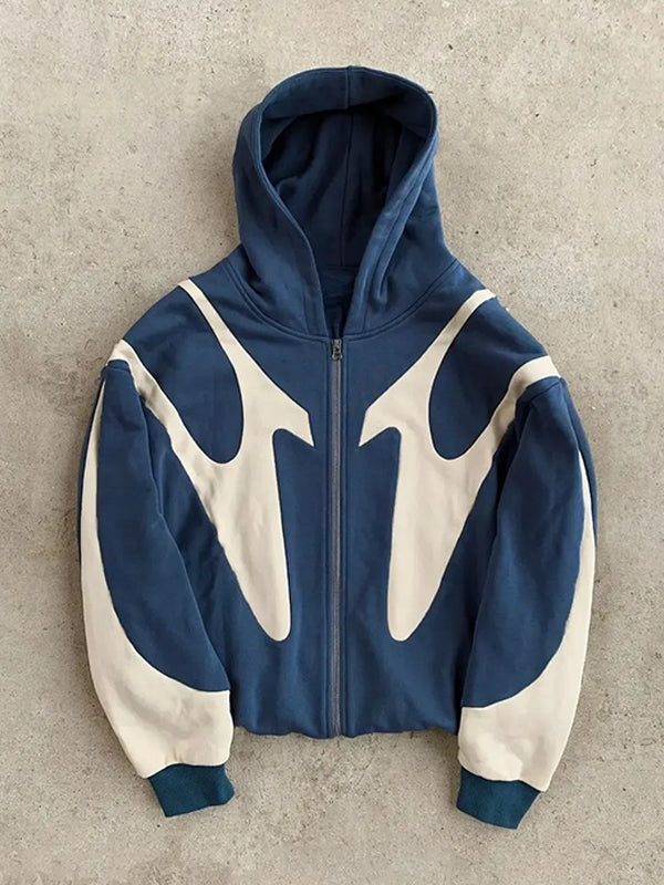 Mirla | Y2K Kontrastfärg Överdimensionerad Hoodie med Långa Ärmar för Herrar-Eva Jonsson