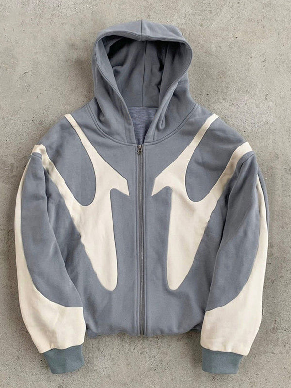 Mirla | Y2K Kontrastfärg Överdimensionerad Hoodie med Långa Ärmar för Herrar-Eva Jonsson