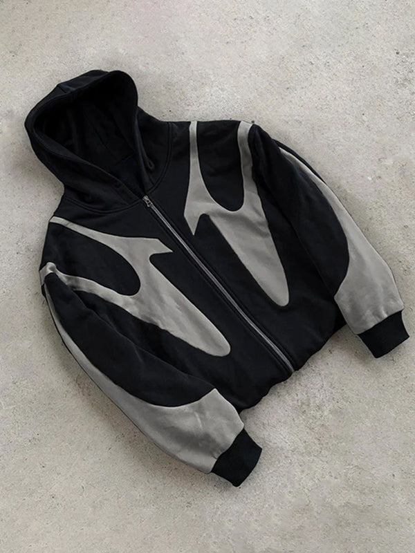 Mirla | Y2K Kontrastfärg Överdimensionerad Hoodie med Långa Ärmar för Herrar-Eva Jonsson