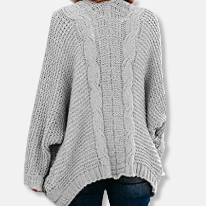 Mirla | Ylle Oversized Cardigan Ribbade Öppen Framsidefickor Cardigan-Eva Jonsson