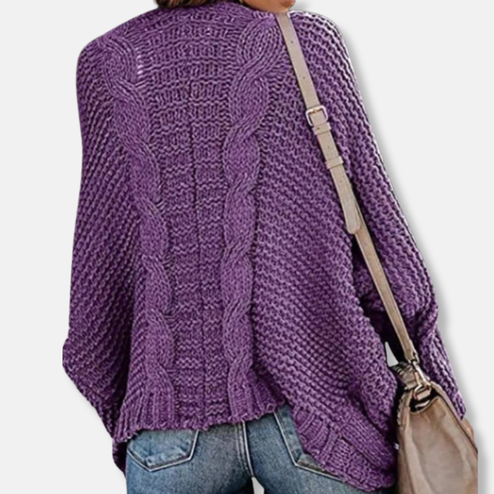 Mirla | Ylle Oversized Cardigan Ribbade Öppen Framsidefickor Cardigan-Eva Jonsson