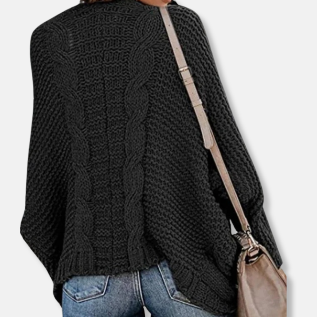 Mirla | Ylle Oversized Cardigan Ribbade Öppen Framsidefickor Cardigan-Eva Jonsson