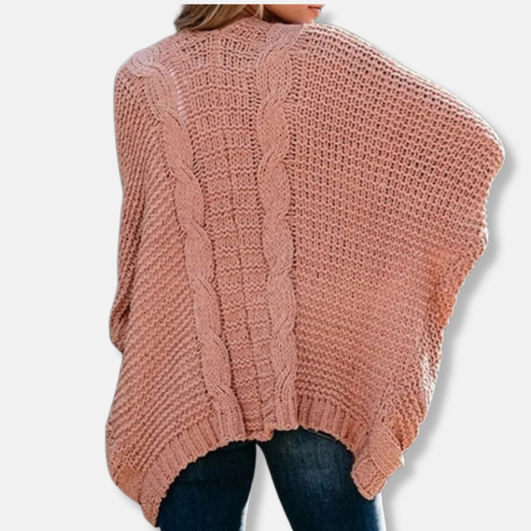 Mirla | Ylle Oversized Cardigan Ribbade Öppen Framsidefickor Cardigan-Eva Jonsson