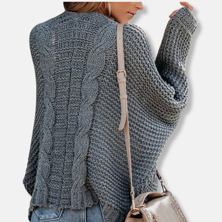 Mirla | Ylle Oversized Cardigan Ribbade Öppen Framsidefickor Cardigan-Eva Jonsson