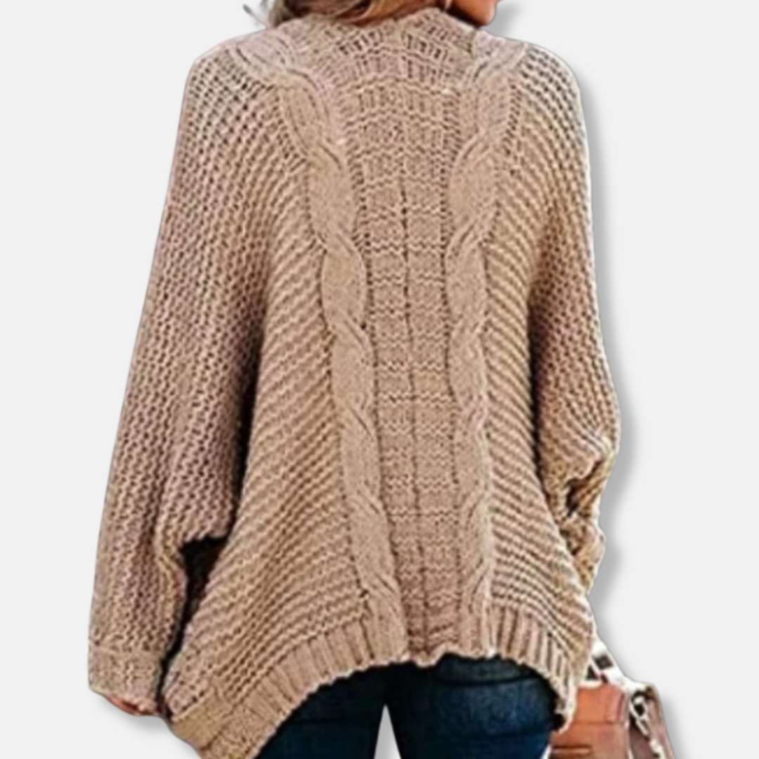 Mirla | Ylle Oversized Cardigan Ribbade Öppen Framsidefickor Cardigan-Eva Jonsson