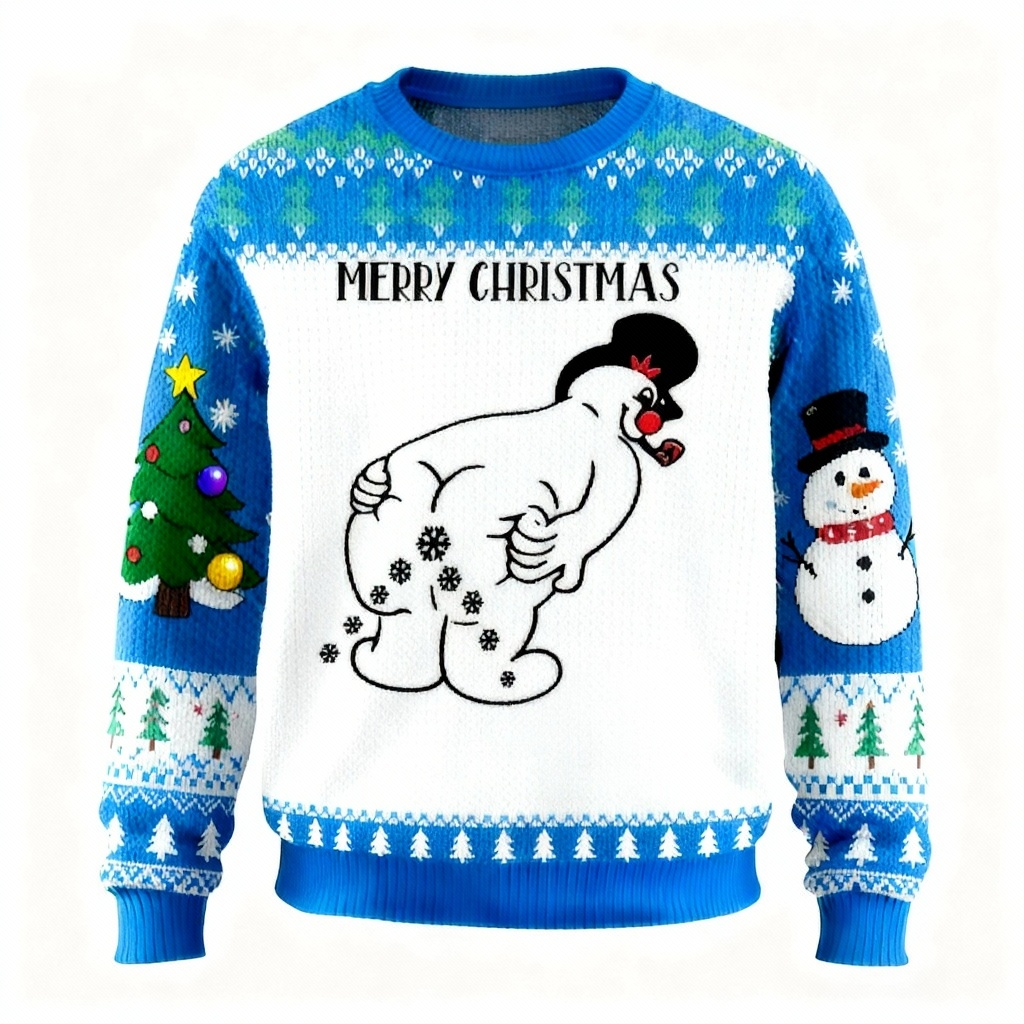 Mirla | Zany Snöman Mönster Trycktröja - Ful & Mysig Unisex Tröja-Eva Jonsson