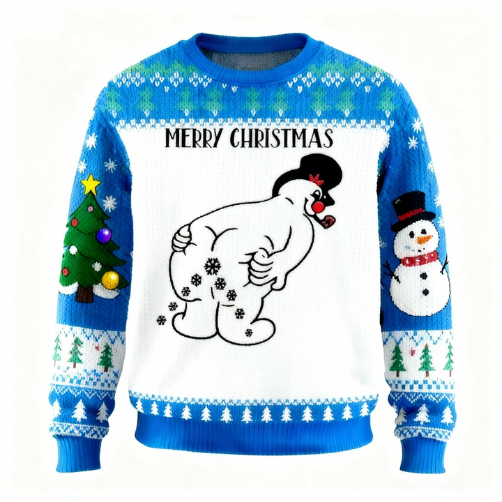 Mirla | Zany Snöman Mönster Trycktröja - Ful & Mysig Unisex Tröja-Eva Jonsson