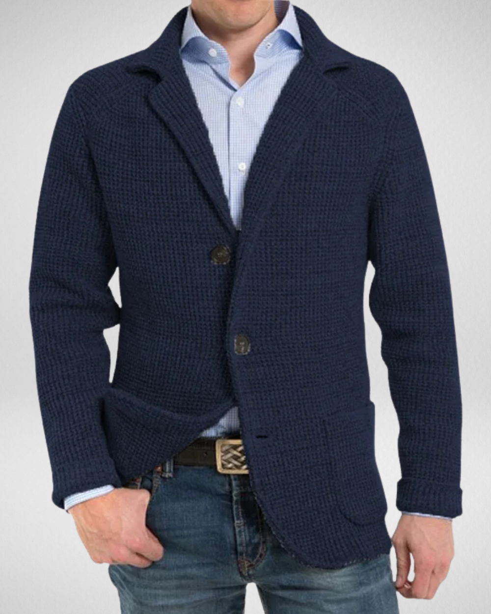 Mirla | och Bekväm Fritid Herr Stickad Blazer-Eva Jonsson