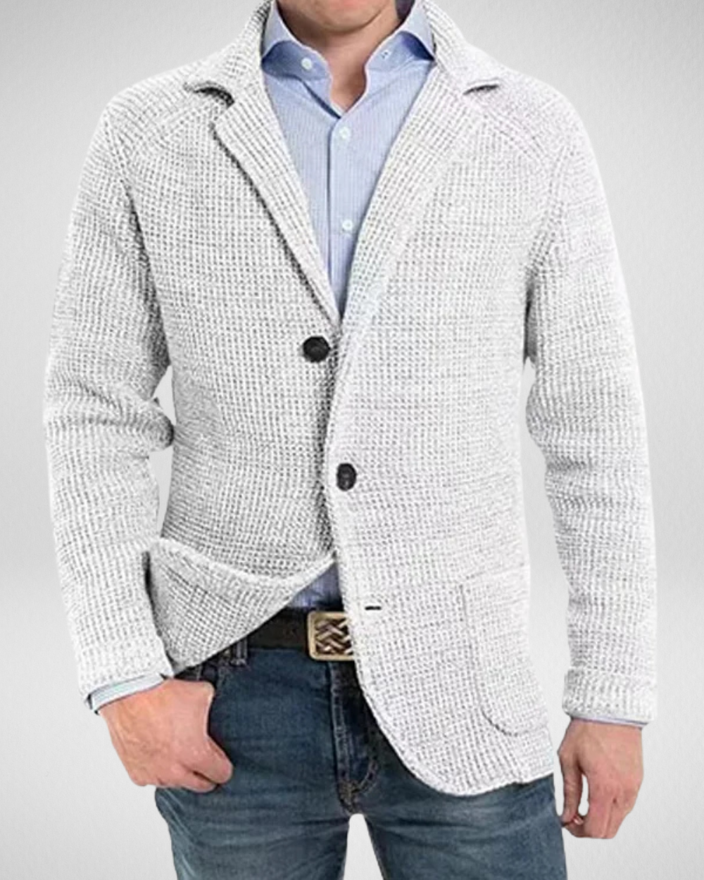 Mirla | och Bekväm Fritid Herr Stickad Blazer-Eva Jonsson