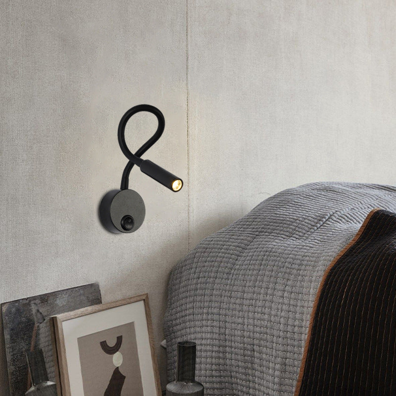 Modern Minimalist Järn Rund Flexibel Böjande Rör LED Lampa Ljus Vägg Sconce Lampa För Sovrum-Eva Jonsson