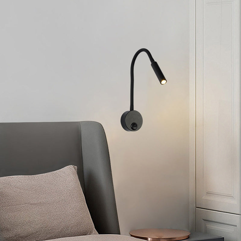 Modern Minimalist Järn Rund Flexibel Böjande Rör LED Lampa Ljus Vägg Sconce Lampa För Sovrum-Eva Jonsson