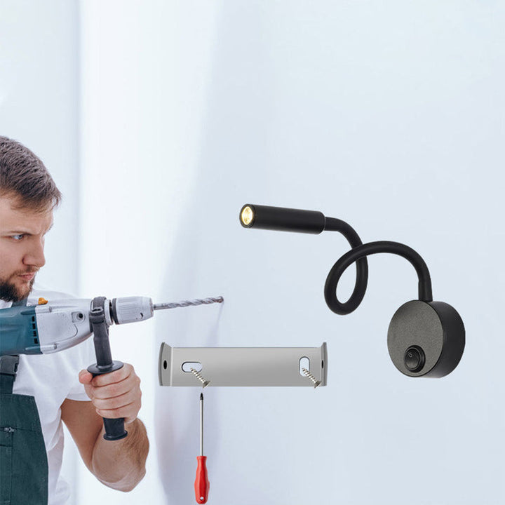 Modern Minimalist Järn Rund Flexibel Böjande Rör LED Lampa Ljus Vägg Sconce Lampa För Sovrum-Eva Jonsson