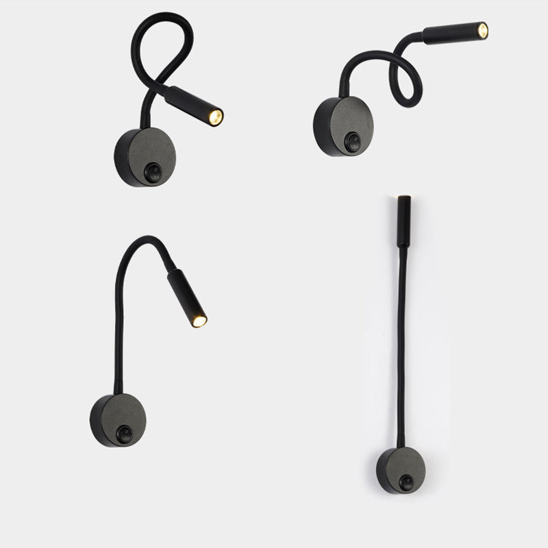Modern Minimalist Järn Rund Flexibel Böjande Rör LED Lampa Ljus Vägg Sconce Lampa För Sovrum-Eva Jonsson