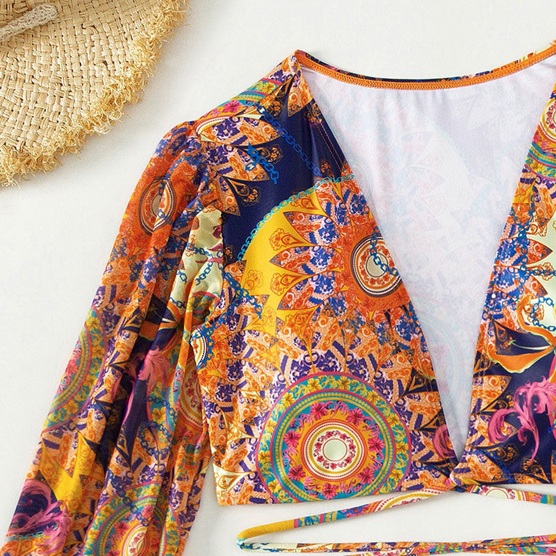 Damen Bikiniset mit langärmligem Oberteil und innovativem Wickeldesign Echo Archiv