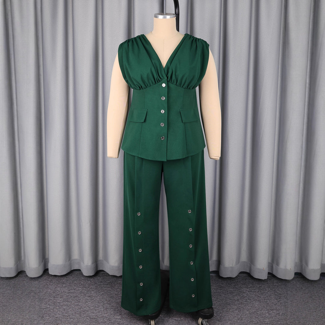 Damer Elegant jumpsuit med draperad överdel och dekorativa knappar Mirla-Eva Jonsson