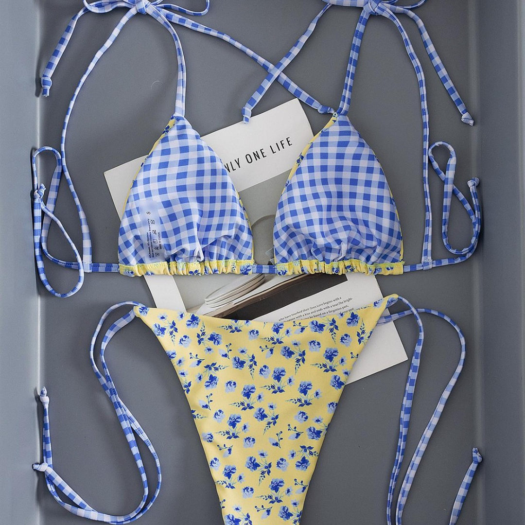 Damen Triangel-Bikini mit verspieltem Blütenmuster Echo Archiv