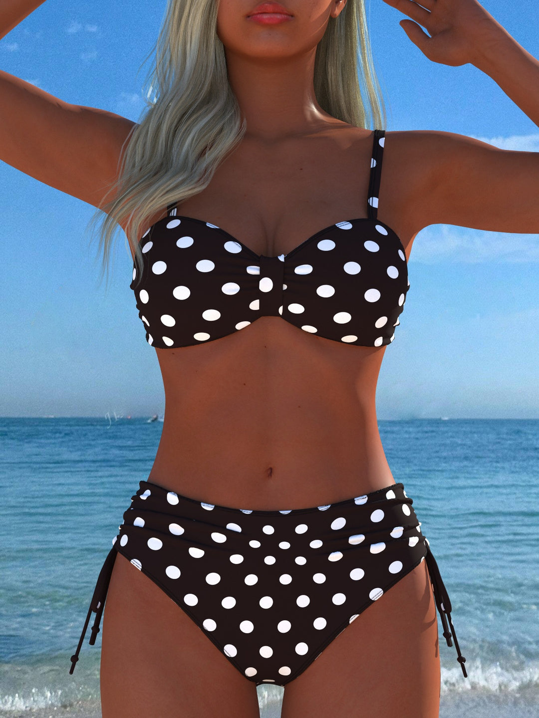 Dame Bikini-set med stiligt rutig mönster och guldfärgade accenter Mirla-Eva Jonsson