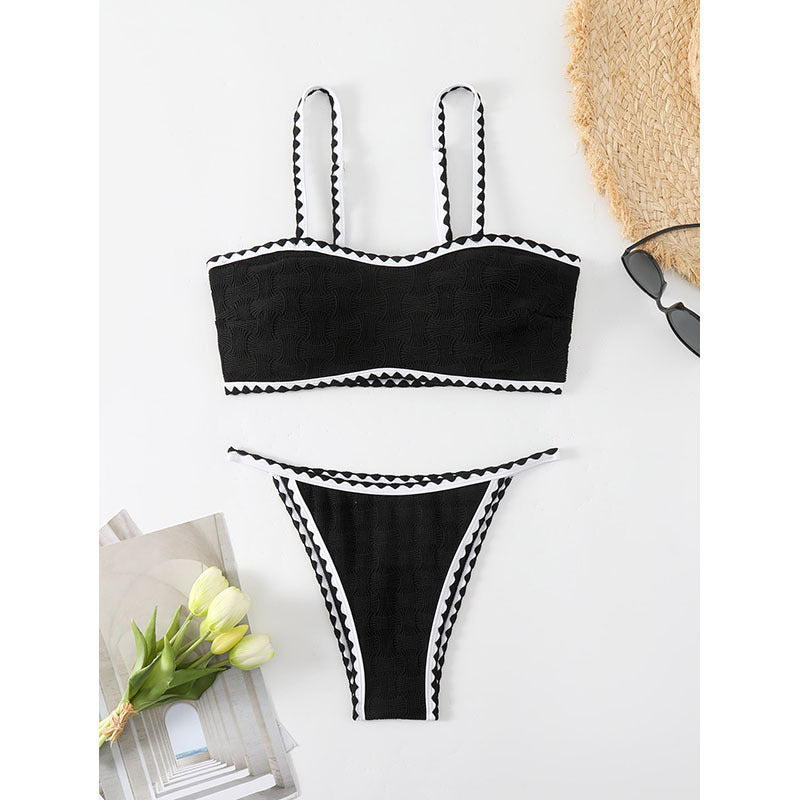Damen Bikini-Set mit strukturiertem Oberteil und hoch geschnittenem Unterteil Echo Archiv