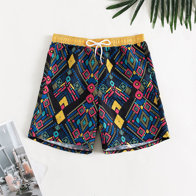 Damen Badeshorts mit buntem geometrischem Muster Echo Archiv