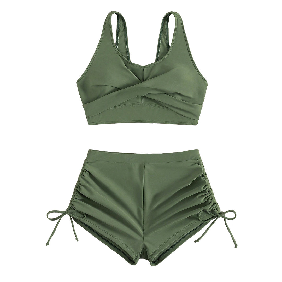Damen Sportlicher Bikini mit gerafften Shorts Echo Archiv