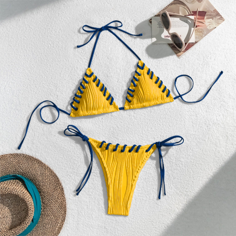 Damen Triangel-Bikini mit kontrastierenden Schnürdetails Echo Archiv