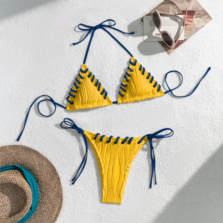 Damen Triangel-Bikini mit kontrastierenden Schnürdetails Echo Archiv