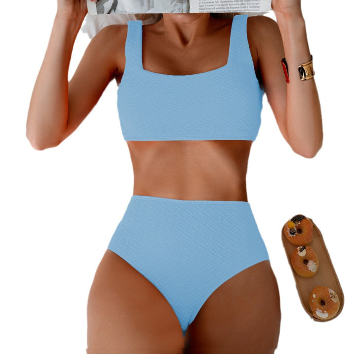 Damen Hochtailliertes Bikini-Set mit strukturiertem Oberteil Echo Archiv