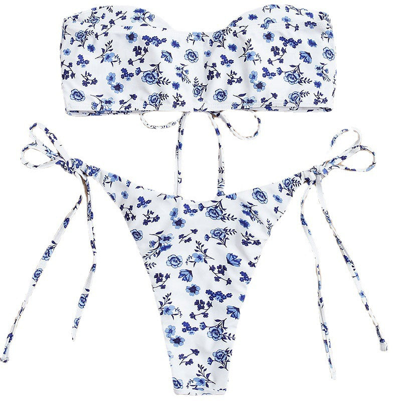 Damen Bikini mit floralen Akzenten und verstellbaren Bindebändern Echo Archiv