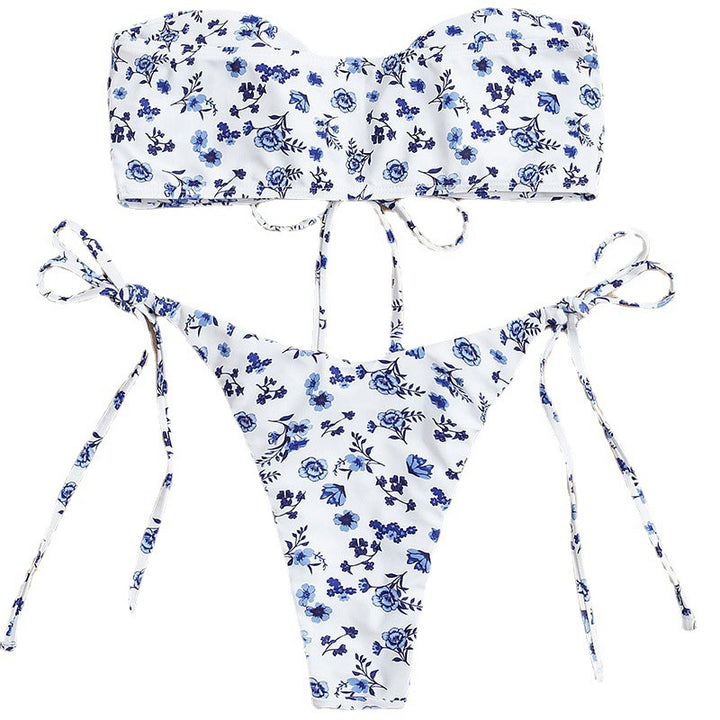 Damen Bikini mit floralen Akzenten und verstellbaren Bindebändern Echo Archiv