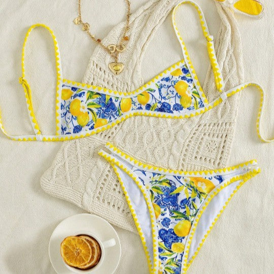 Damen Bikini mit fruchtigem Motiv und raffinierten Schnitt Echo Archiv