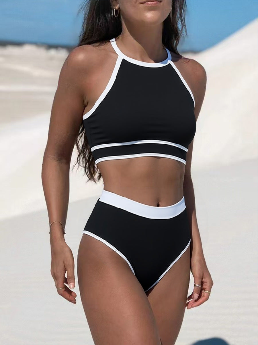 Damen Sportliches Bikini-Set mit hochgeschnittenem Unterteil und Racerback-Oberteil Echo Archiv