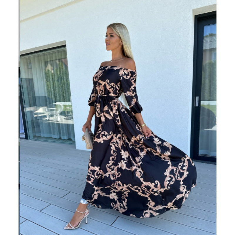 Damen Maxikläder med off-shoulder design och voluminösa ärmar Eva Jonsson