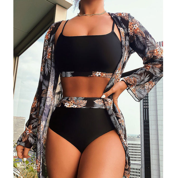 Damen Bikiniset mit floralem Kimono und modischen Details Echo Archiv