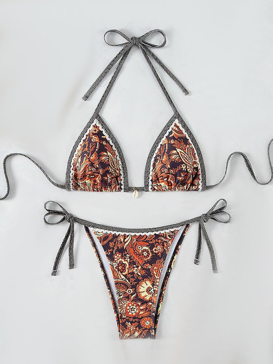 Damen Triangel-Bikini mit floralem Vintage-Muster Echo Archiv