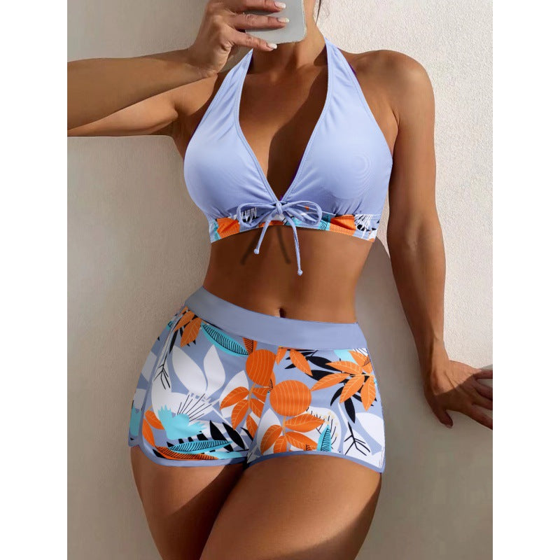 Damen Hochgeschlossen Bikini mit verspieltem Blumenmuster Echo Archiv