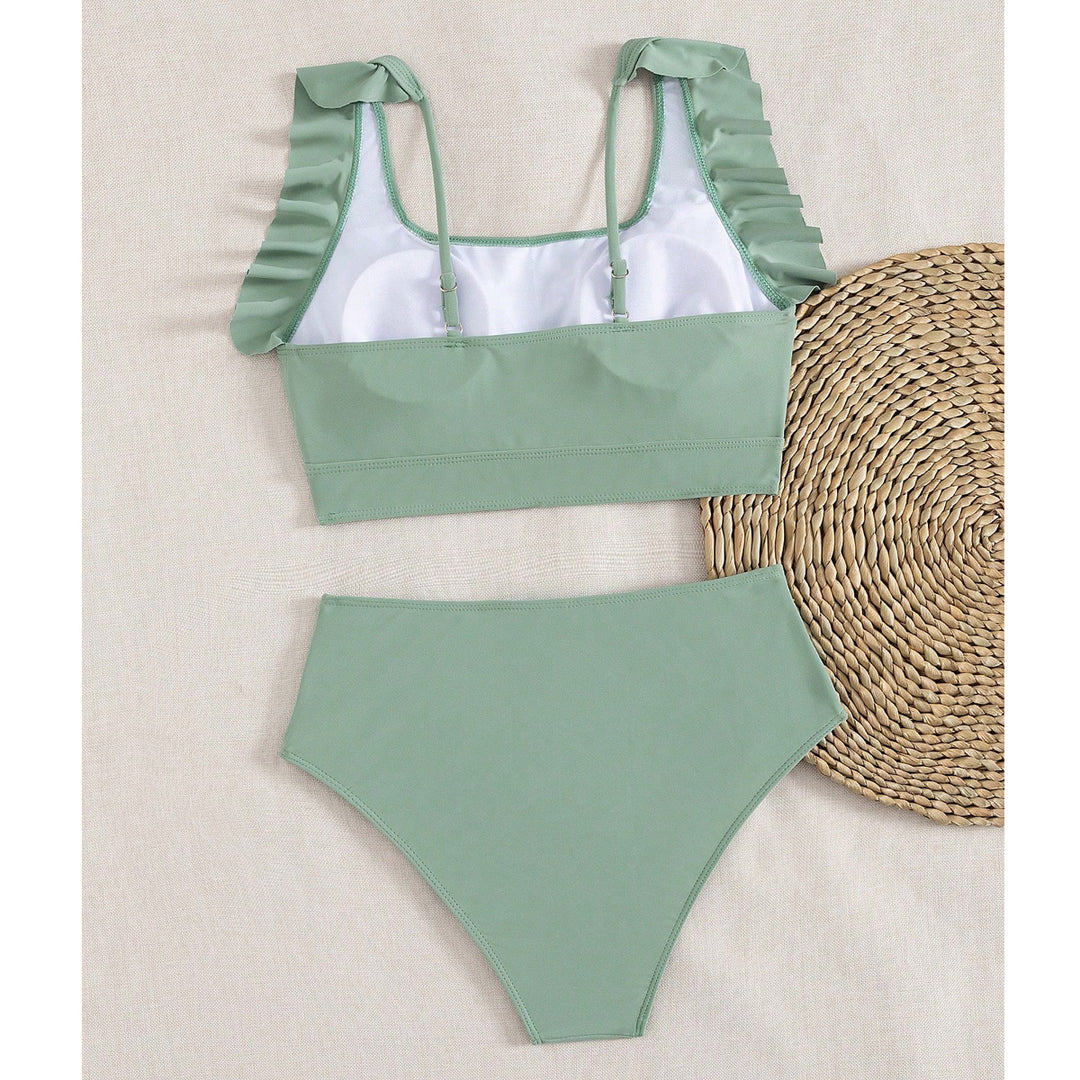 Damen Hochtaillierter Bikini mit Rüschendetails Echo Archiv