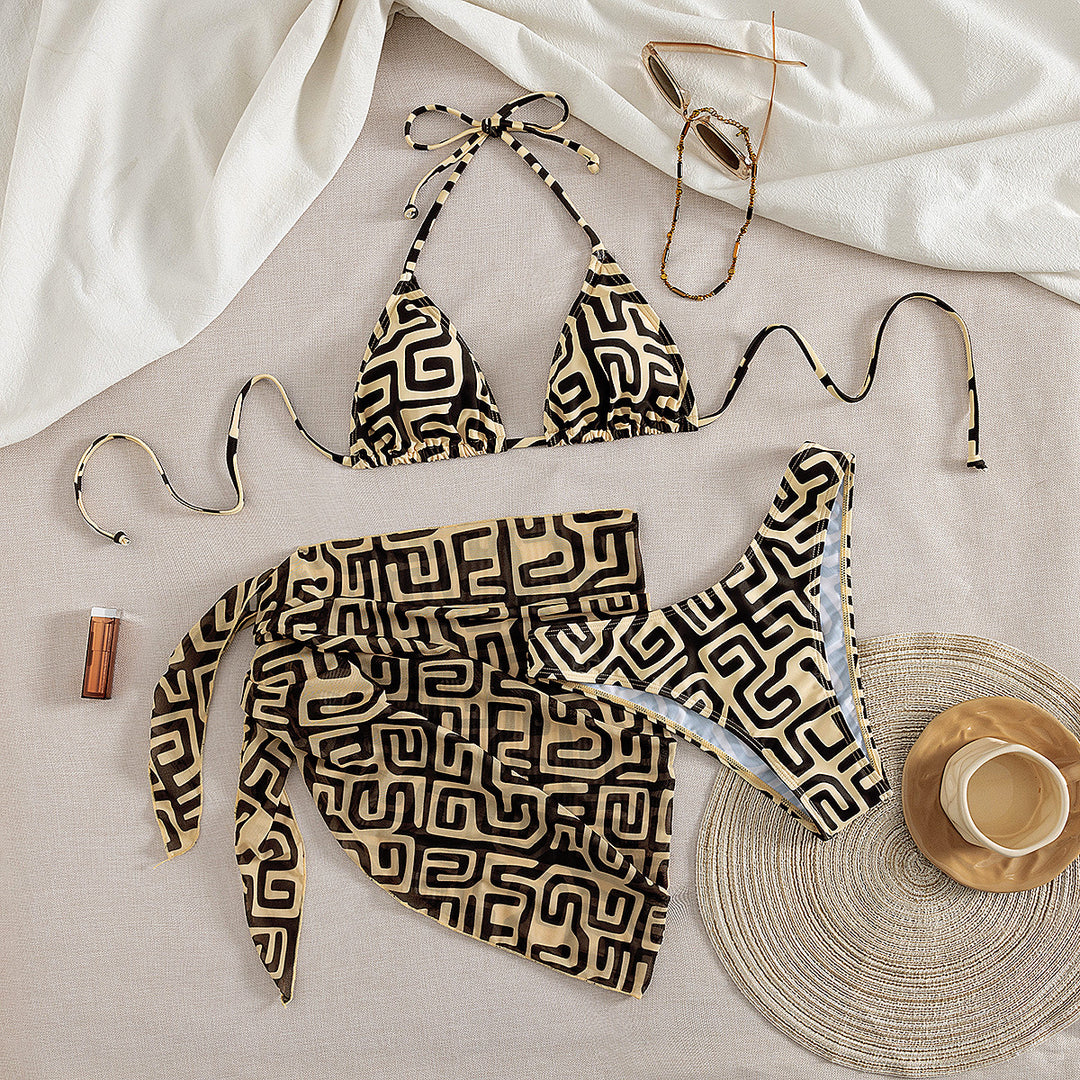 Damen Bikini mit dekorativem Wickeldesign und grafischem Muster Echo Archiv