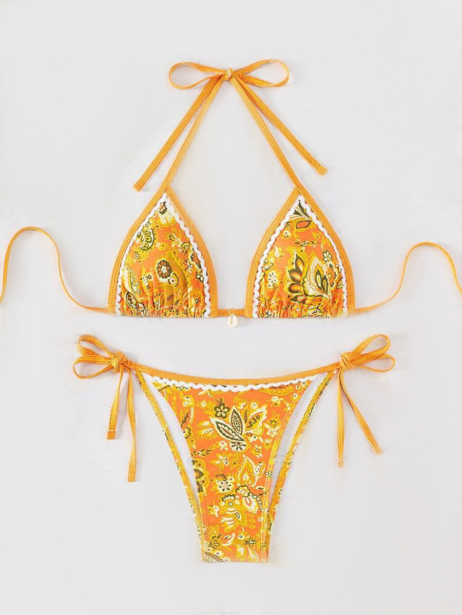 Damen Triangel-Bikini mit floralem Vintage-Muster Echo Archiv