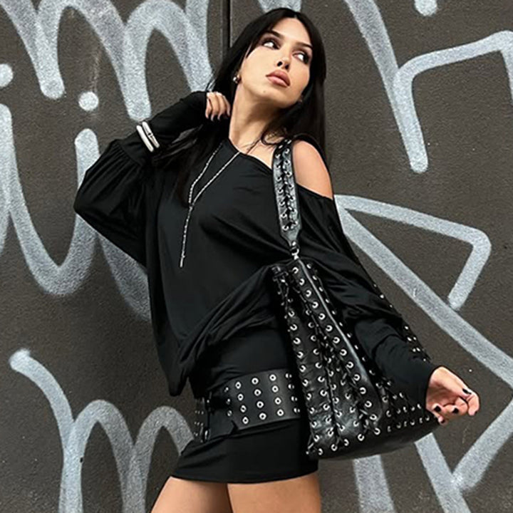 Damer Avslappnad Off-Shoulder Klänning med Sido-Rynkning Eva Jonsson