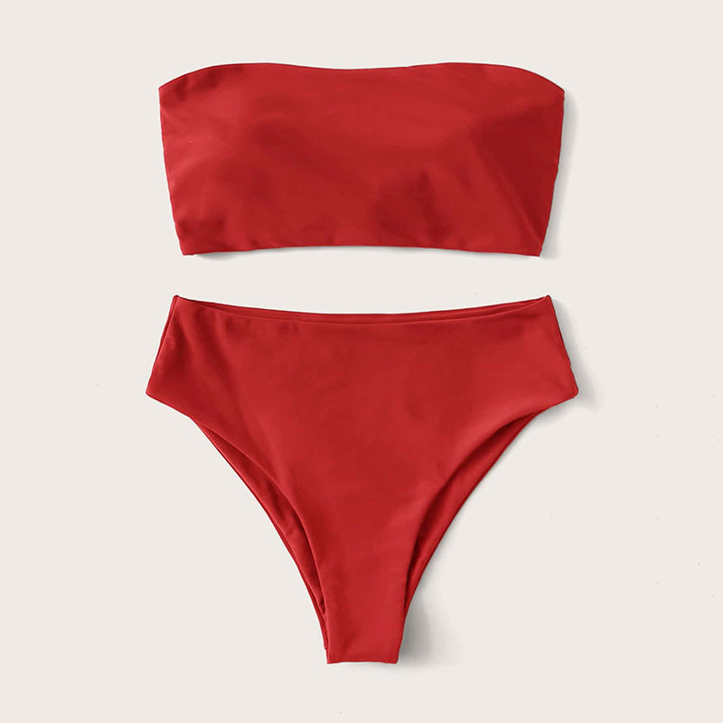 Damen Bandeau-Bikini-Set mit hohem Schnitt und elegantem Wickeldetail Echo Archiv