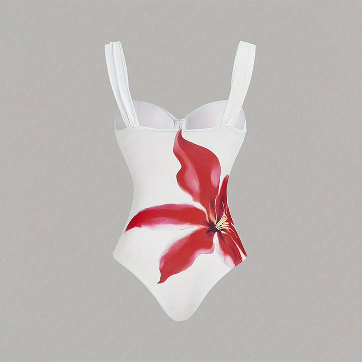 Damen Blumenmuster Badeanzug mit passendem Wickelrock Echo Archiv