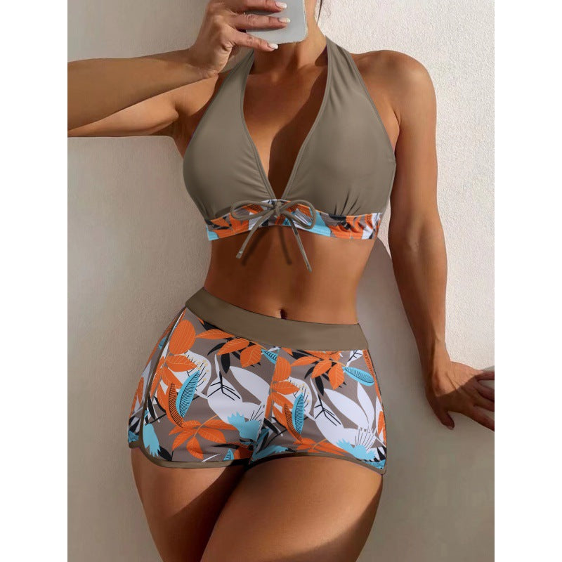 Damen Hochgeschlossen Bikini mit verspieltem Blumenmuster Echo Archiv