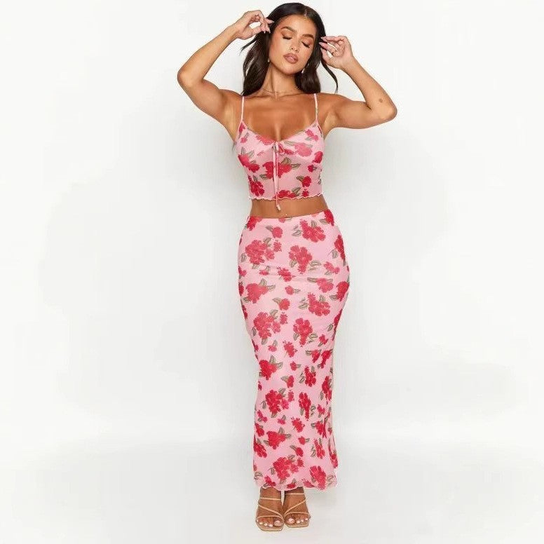 Damer Crop-top med blommönster och justerbara axelremmar Eva Jonsson