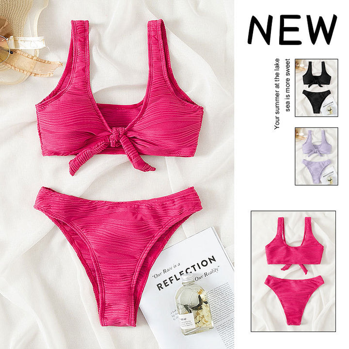 Damen Bandeau-Bikini mit raffiniertem Knoten-Design und hohem Beinausschnitt Echo Archiv