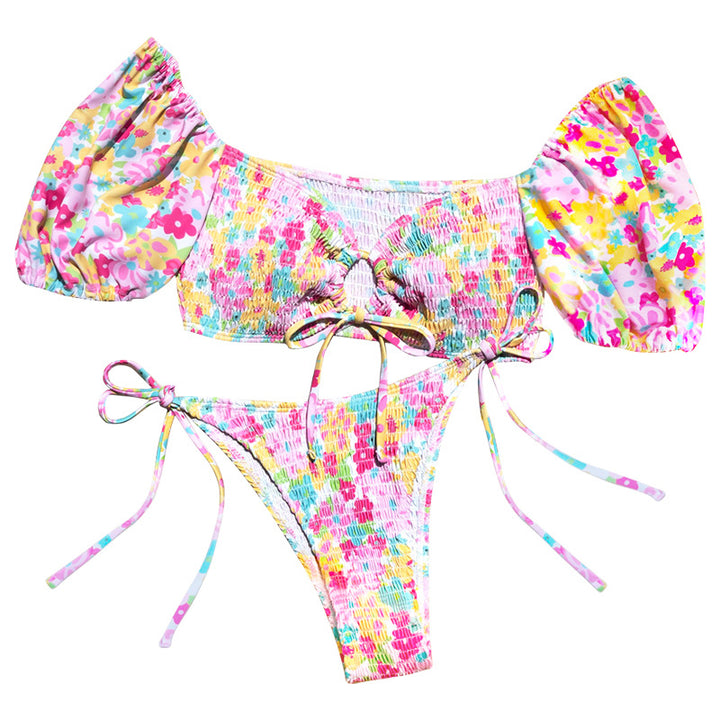 Damen Bikinikostüm mit Rüschenärmeln und modischem Cut-Out Echo Archiv