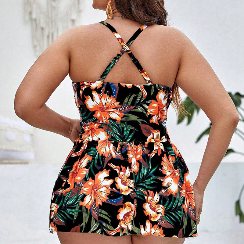 Damen Blumendesign Badeanzug mit Rüschendetails Echo Archiv