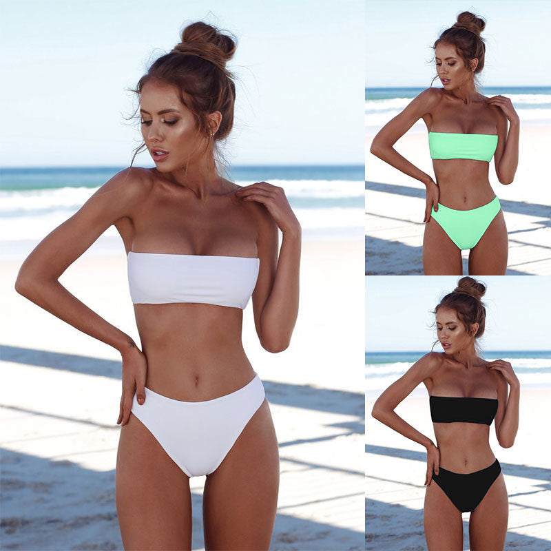 Damen Bandeau-Bikini-Set mit hohem Beinausschnitt und Bindedetails Echo Archiv