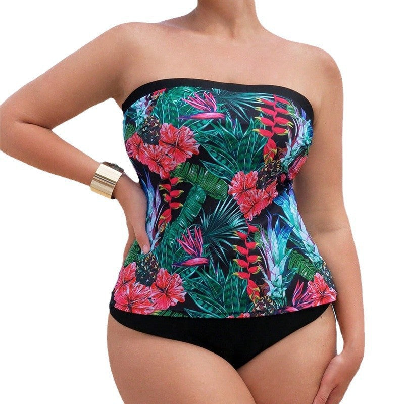 Damen Bandeau Tankini-Set mit floralem Motiv und bequemen Unterteil Echo Archiv
