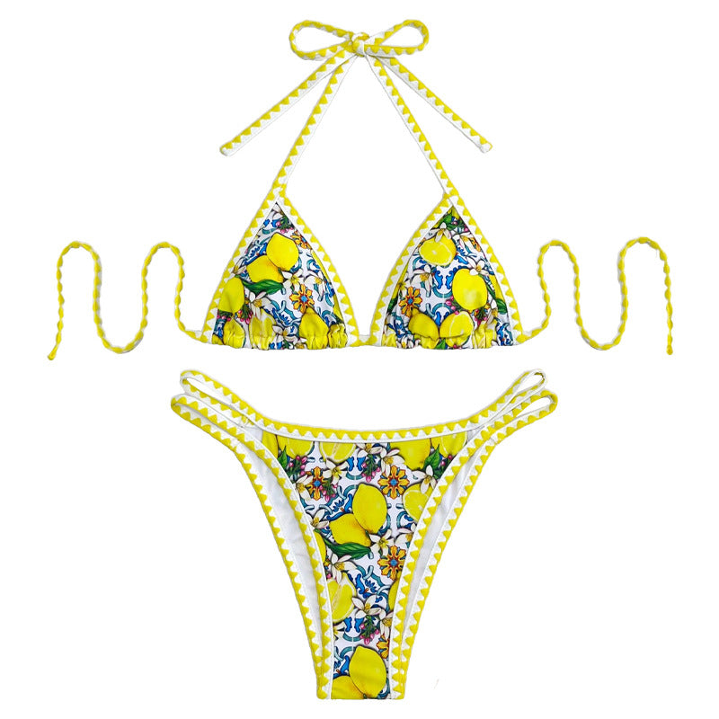 Damen Triangel-Bikini mit fröhlichem Zitrusmuster Echo Archiv