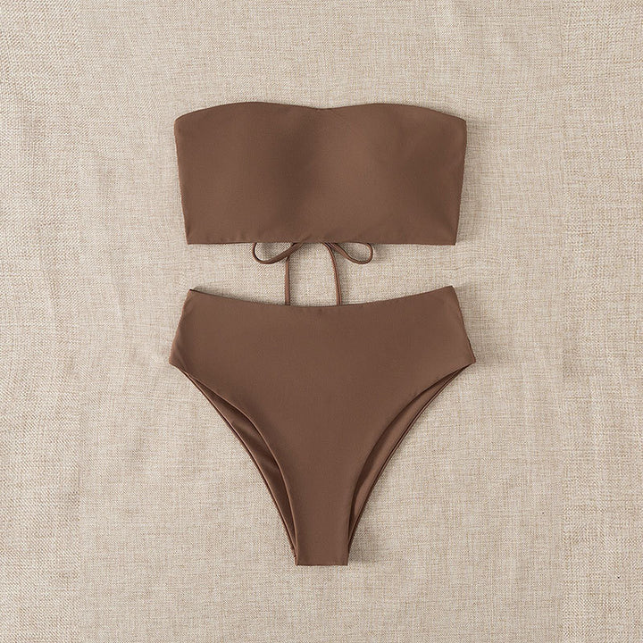 Damen Bandeau-Bikini-Set mit hohem Schnitt und elegantem Wickeldetail Echo Archiv